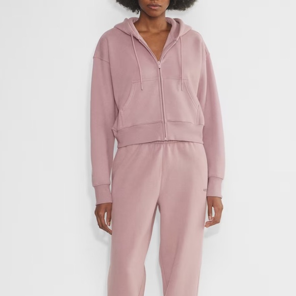 Aritzia Tops - Aritzia TNA Cropped Boyfriend Full Zip Hoodie XS in pink soft orchid